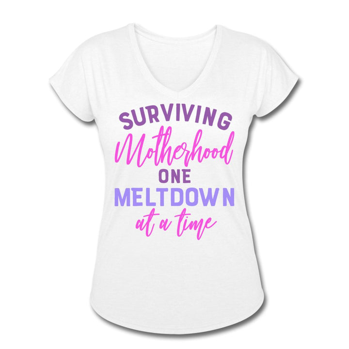 Surviving Motherhood One Meltdown At A Time Women's V-Neck Shirt - Beguiling Phenix Boutique